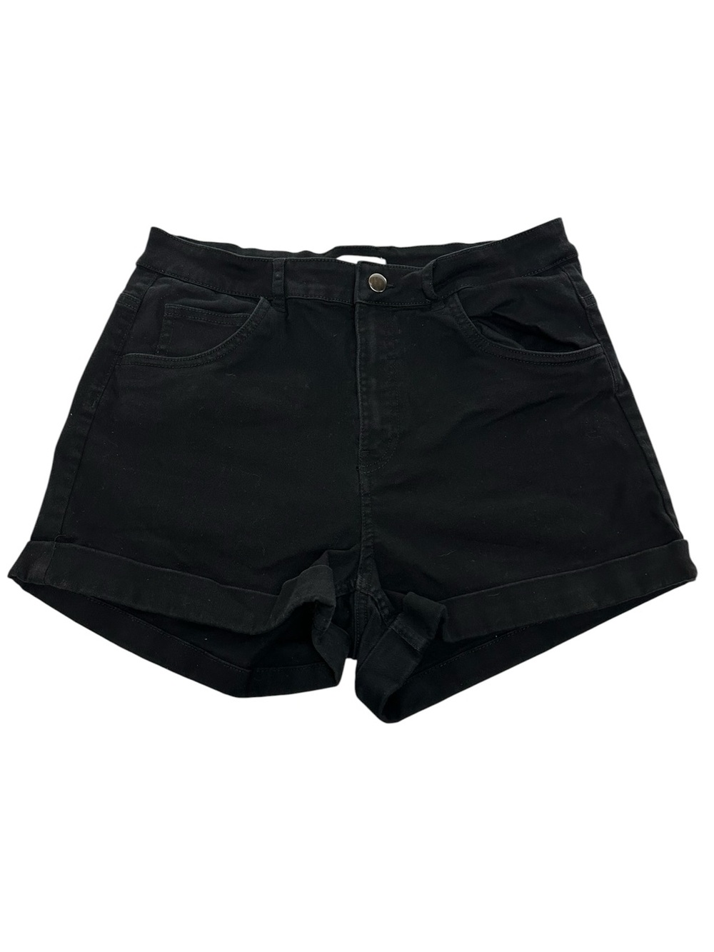 H&M / Black Denim High Waisted Shorts / Size 12